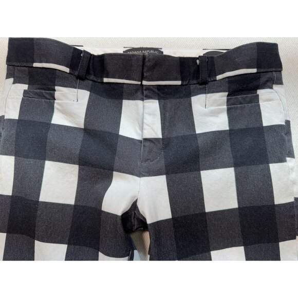 Banana Republic Womens Sloan Trouser Pants Size 4 Black White Buffalo Plaid Y2K - Picture 7 of 14